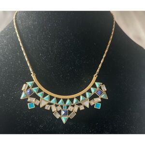 Stella & Dot Gold and Blue Statement Necklace